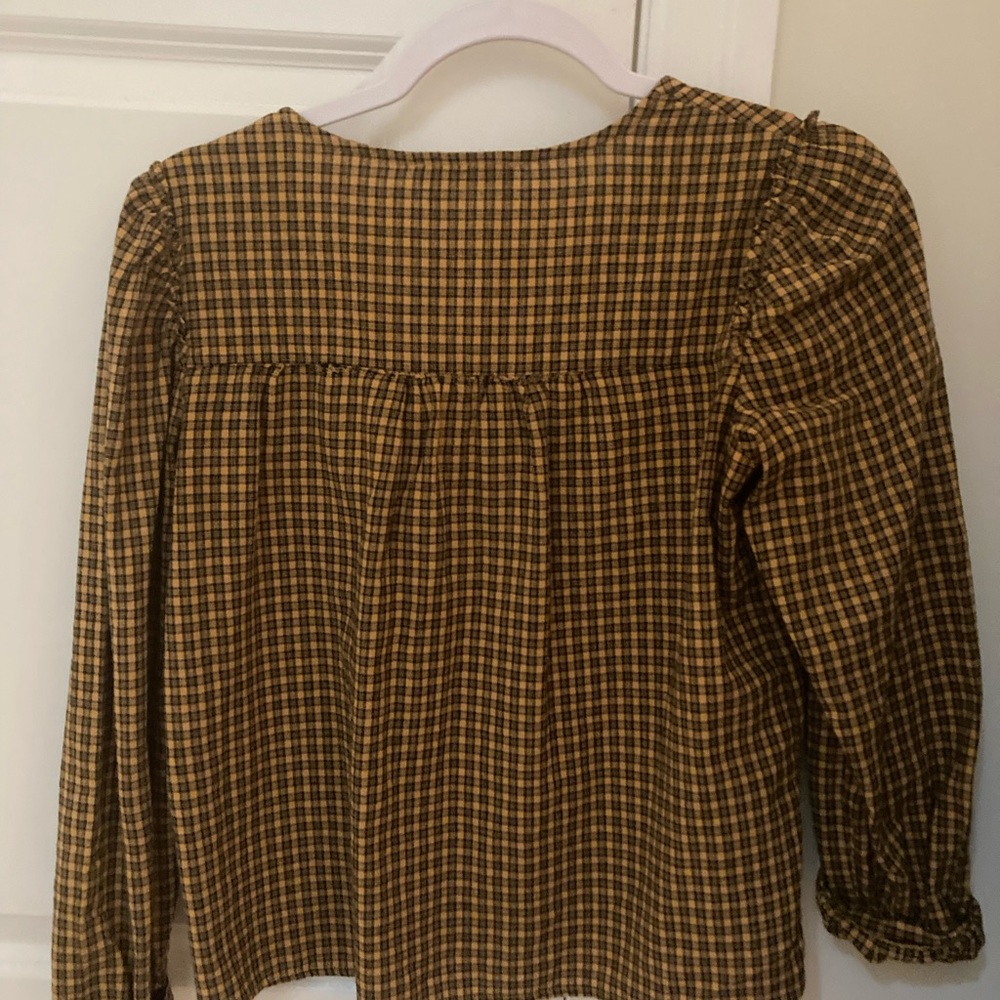 Zara yellow/black plaid blouse